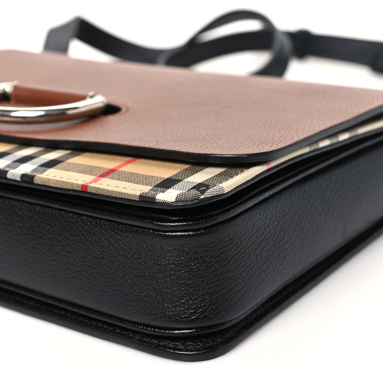 Burberry Goatskin Vintage Check Medium D-Ring Bag Tan Black 9 of 9