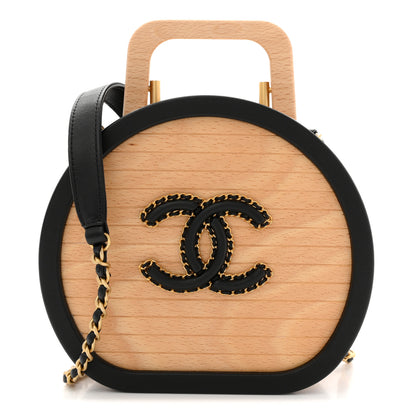 Chanel Beech Wood Lambskin Round CC Vanity Case Black 1 of 12