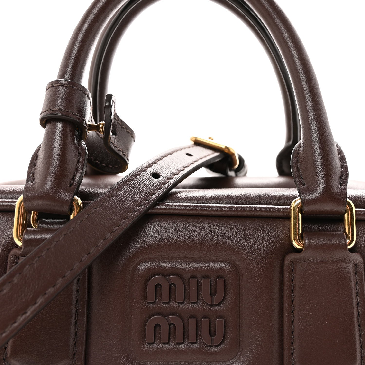 Miu Miu Calfskin Mini Arcadie Top Handle Bag Briarwood 1879683