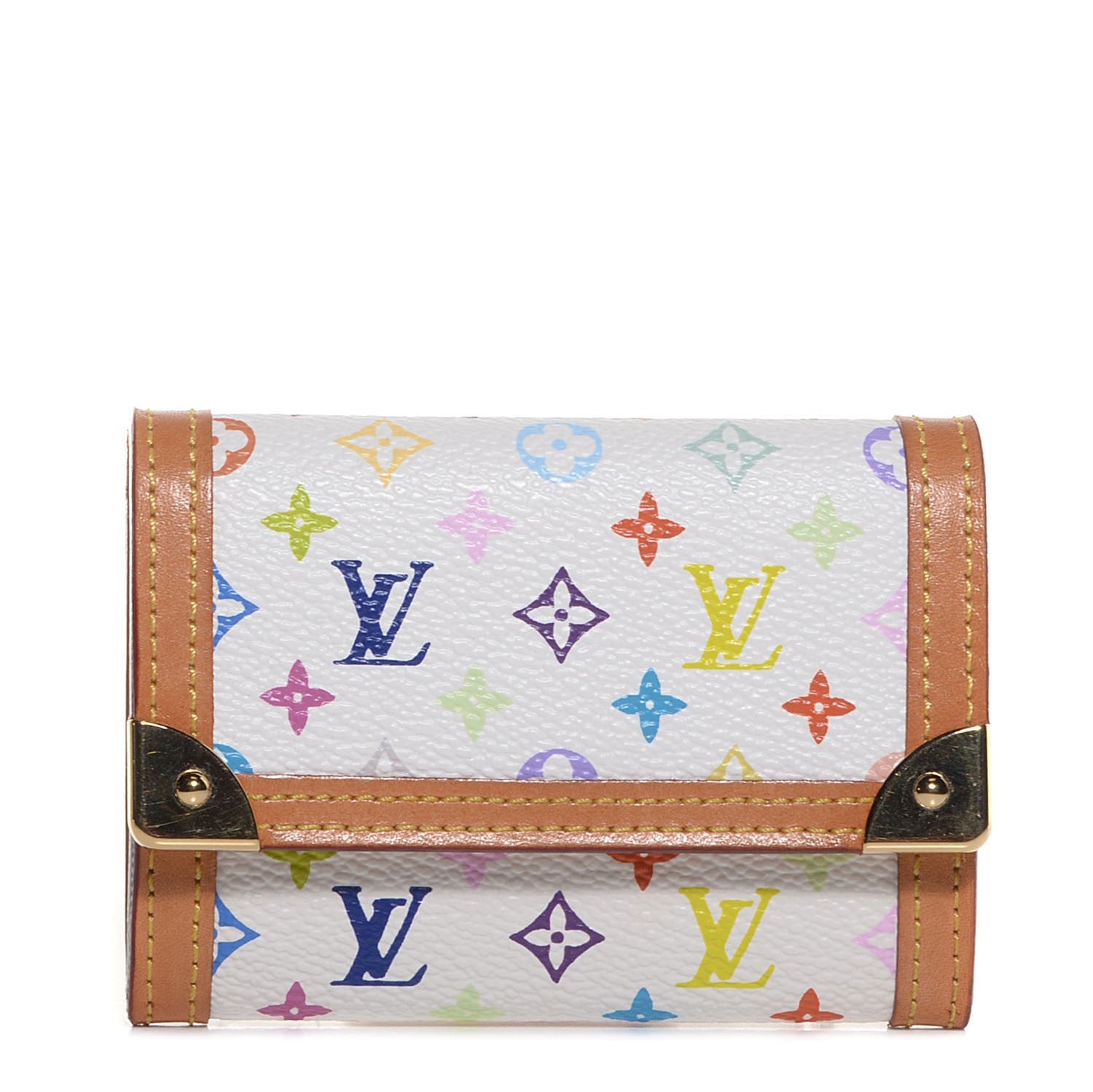 Louis Vuitton Monogram Multicolor Porte-Monnaie Plat Coin Purse White 1 of 7