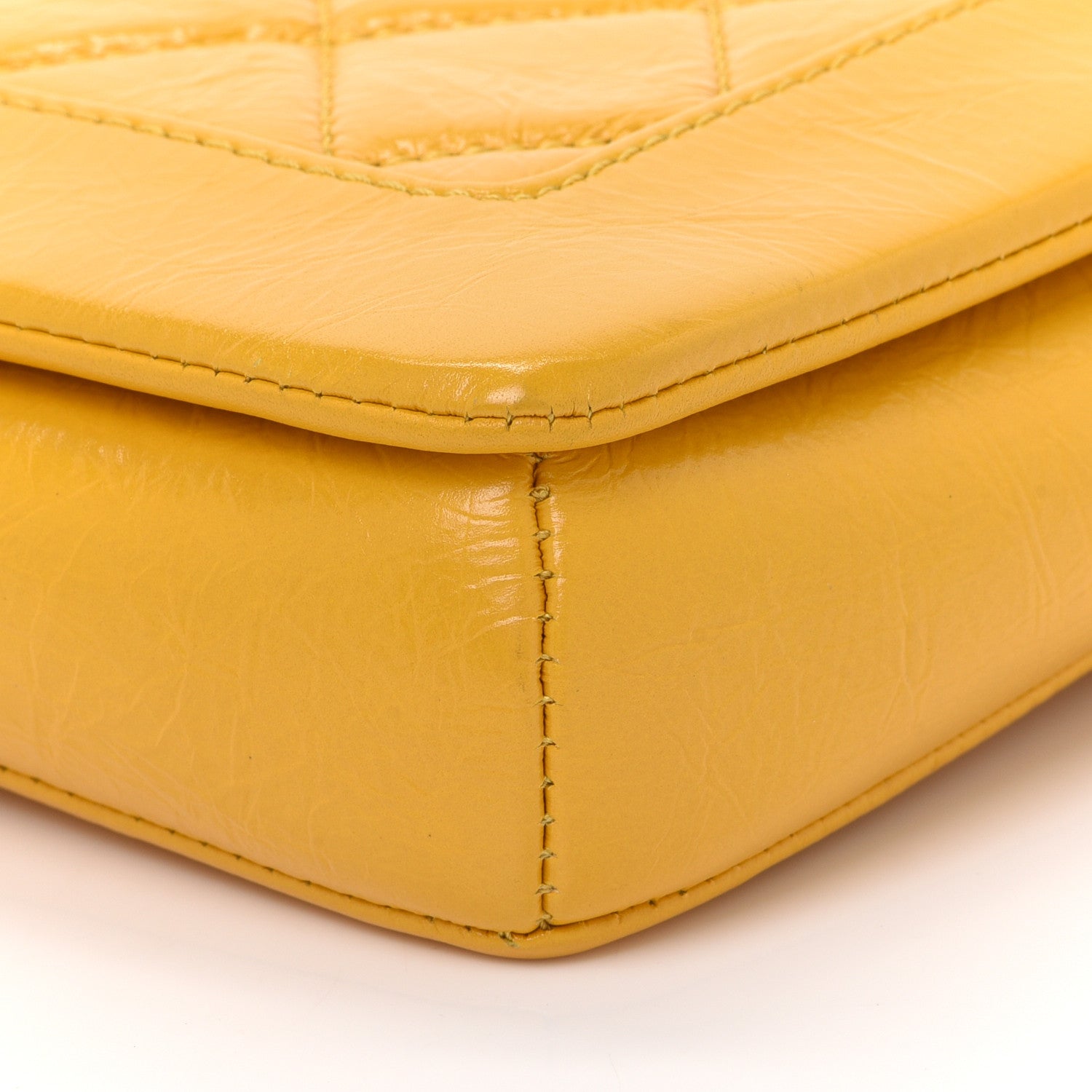Chanel Shiny Aged Calfskin Quilted Flap Yellow 9 of 9