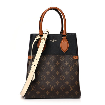 Louis Vuitton Calfskin Monogram Fold Tote MM Black Wine Cream 1 of 9