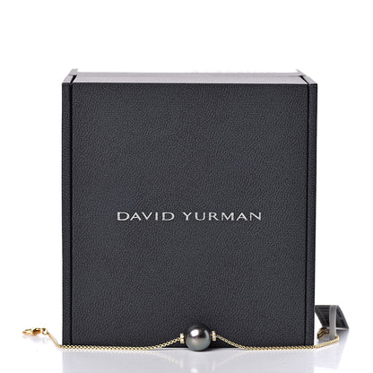 David Yurman 18K Yellow Gold Diamond Tahitian Pearl Solari Single Station Adjustable Bracelet Grey 5 of 5