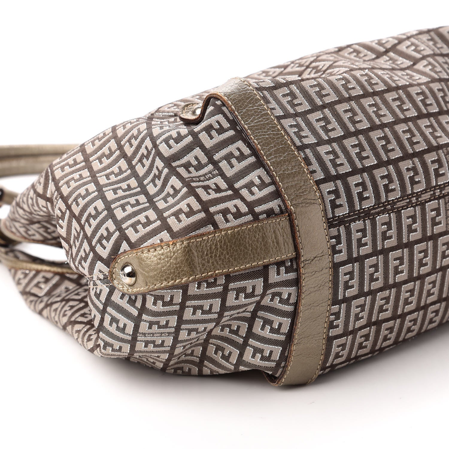 Fendi Zucchino Vachetta Shoulder Bag Caffe Argilla Canna di Fucile 6 of 10