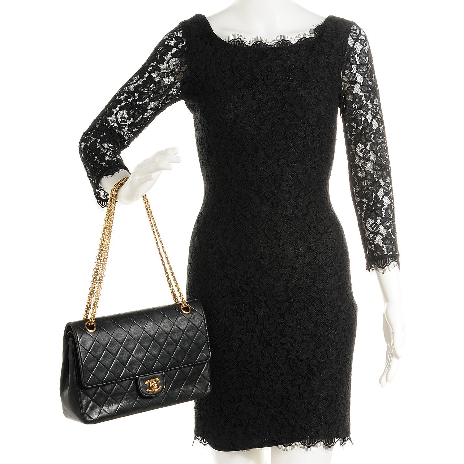 Chanel Lambskin Medium Mademoiselle Chain Double Flap Black 2 of 10