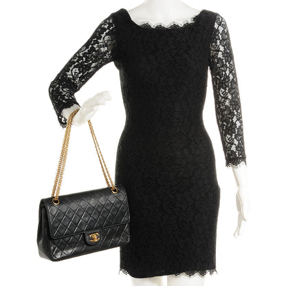 Chanel Lambskin Medium Mademoiselle Chain Double Flap Black 2 of 10