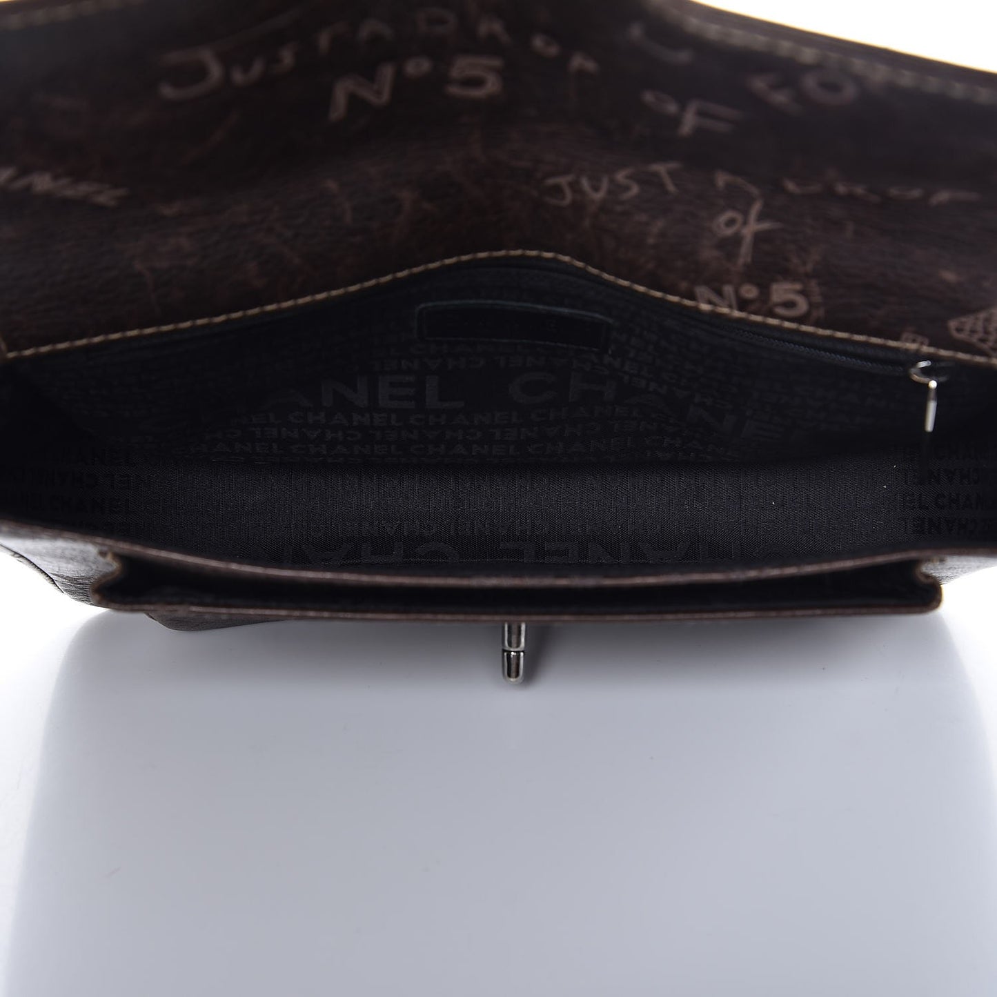 Calfskin Embossed Medium Flap Dark Brown