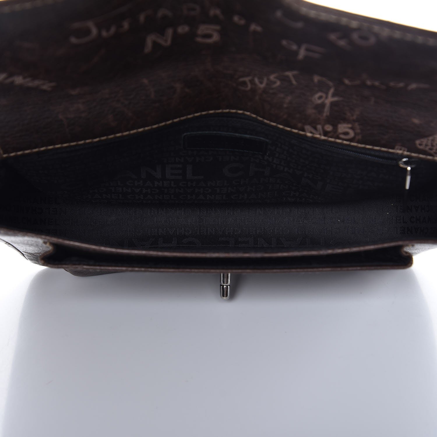 Chanel Calfskin Embossed Medium Flap Dark Brown 5 of 7