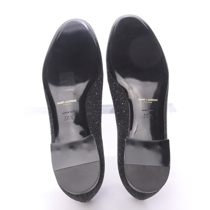 Saint Laurent Metallic Calfskin Smoking Slipper Flat Loafers 38.5 Black Glitter 5 of 8