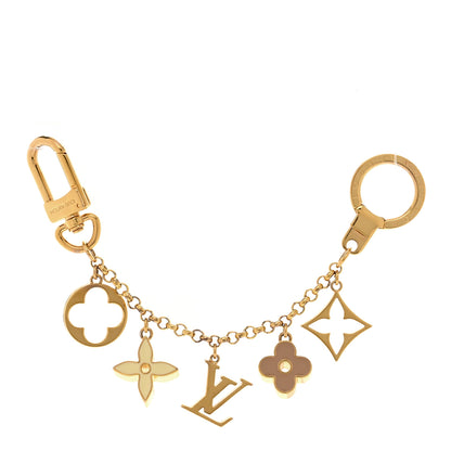 Louis Vuitton Brass Enamel Fleur De Monogram Bag Charm Chain Gold 1 of 4