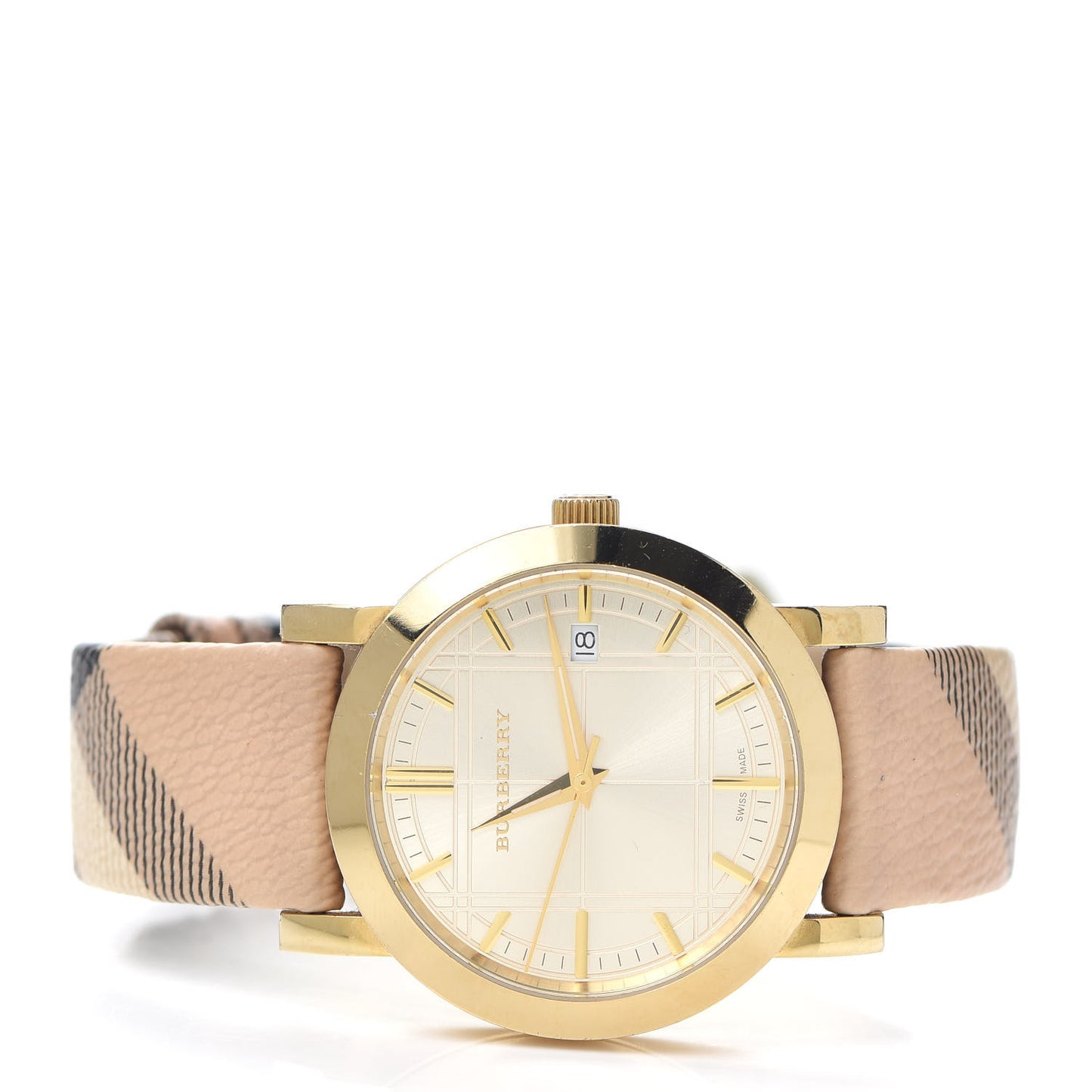 Stainless Steel Calfskin 38mm Heritage Check Quartz Watch Gold BU1398