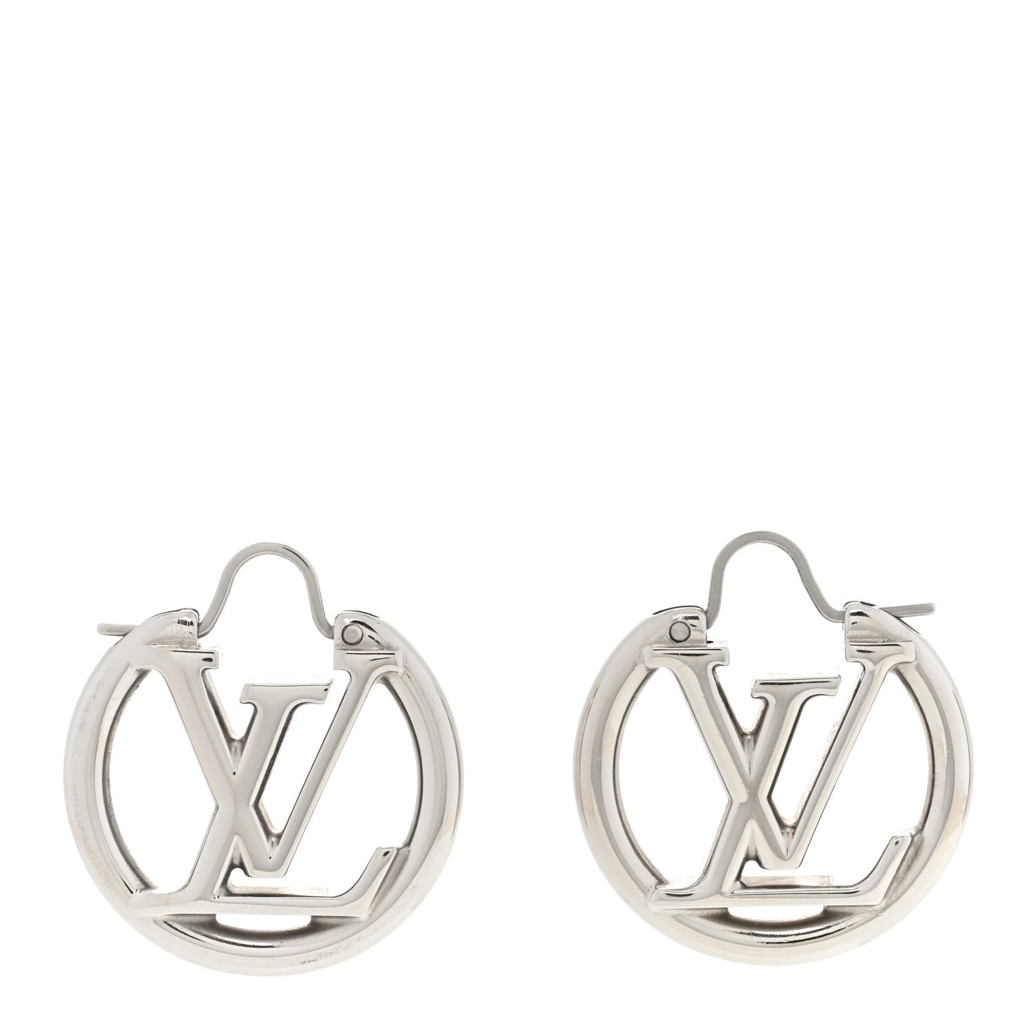 Louis Vuitton Palladium Small Louise Hoop Earrings Silver 1 of 5