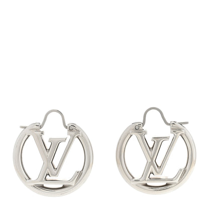 Louis Vuitton Palladium Small Louise Hoop Earrings Silver 1 of 5