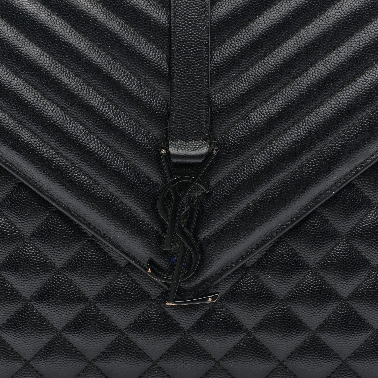Saint Laurent Grain De Poudre Textured Mixed Matelasse Large Triquilt Monogram Monochrome Satchel Black 7 of 9