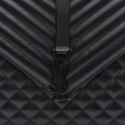 Saint Laurent Grain De Poudre Textured Mixed Matelasse Large Triquilt Monogram Monochrome Satchel Black 7 of 9