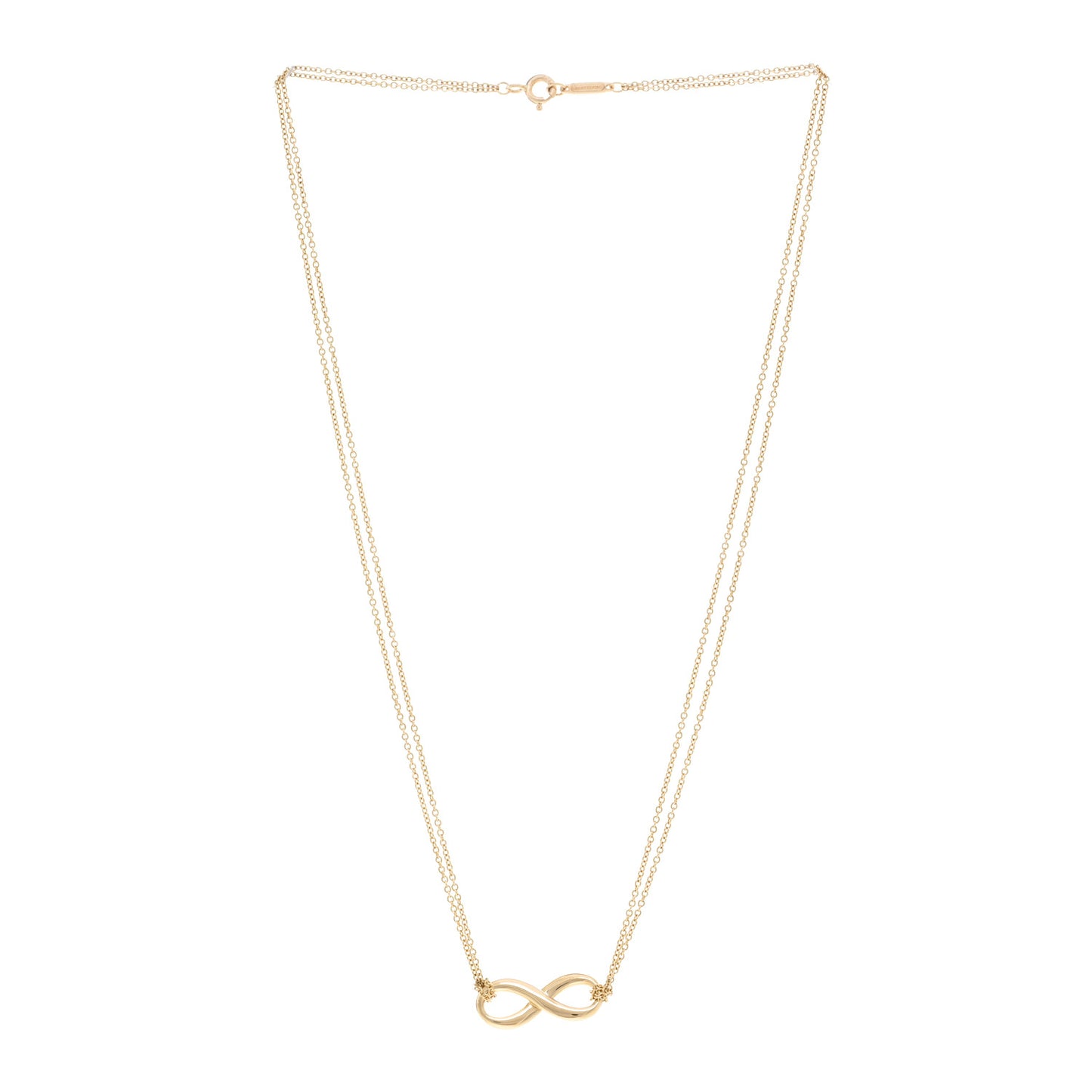 18K Yellow Gold Infinity Double Chain Pendant Necklace