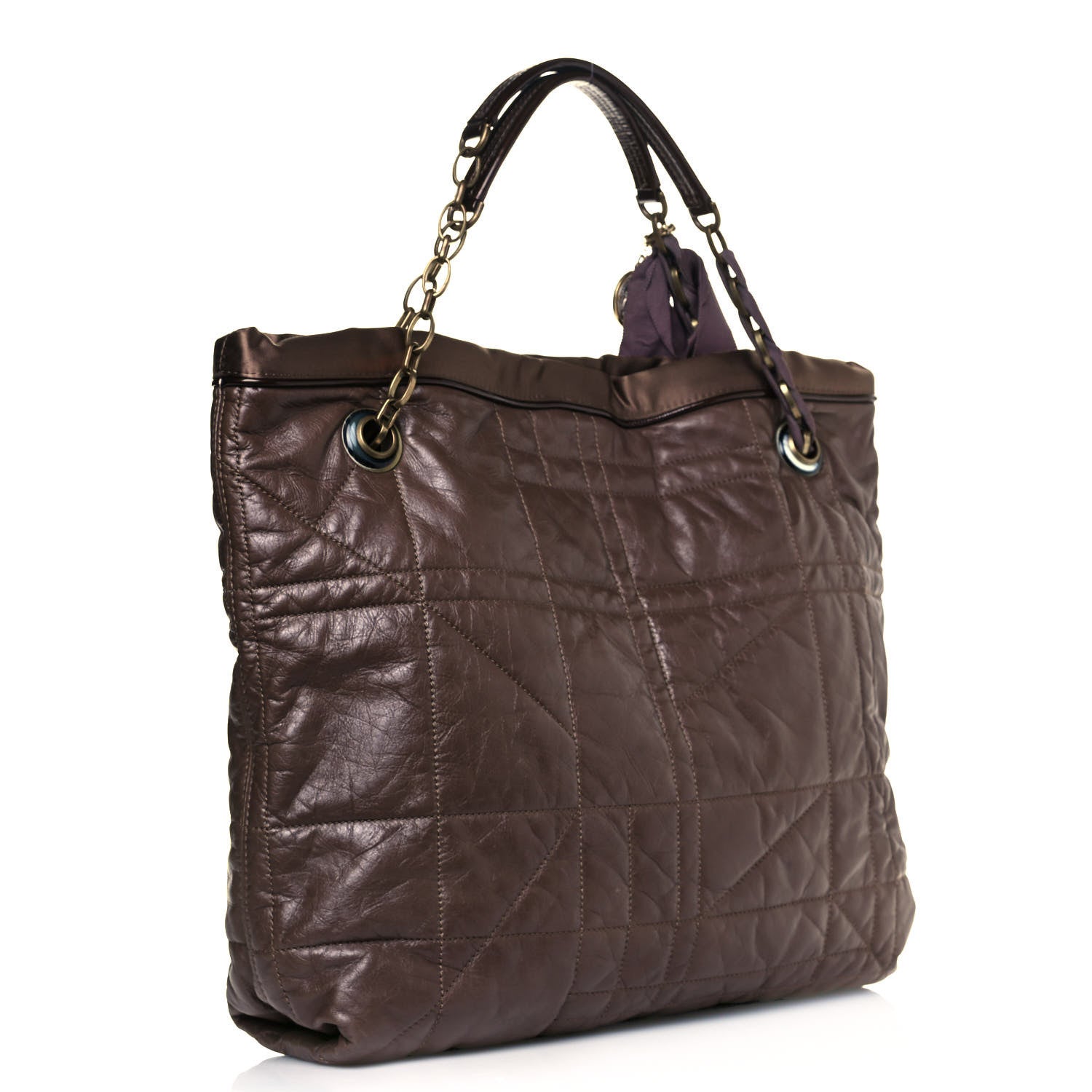 Lanvin Lambskin Quilted Amalia Cabas Tote Brown 5 of 23