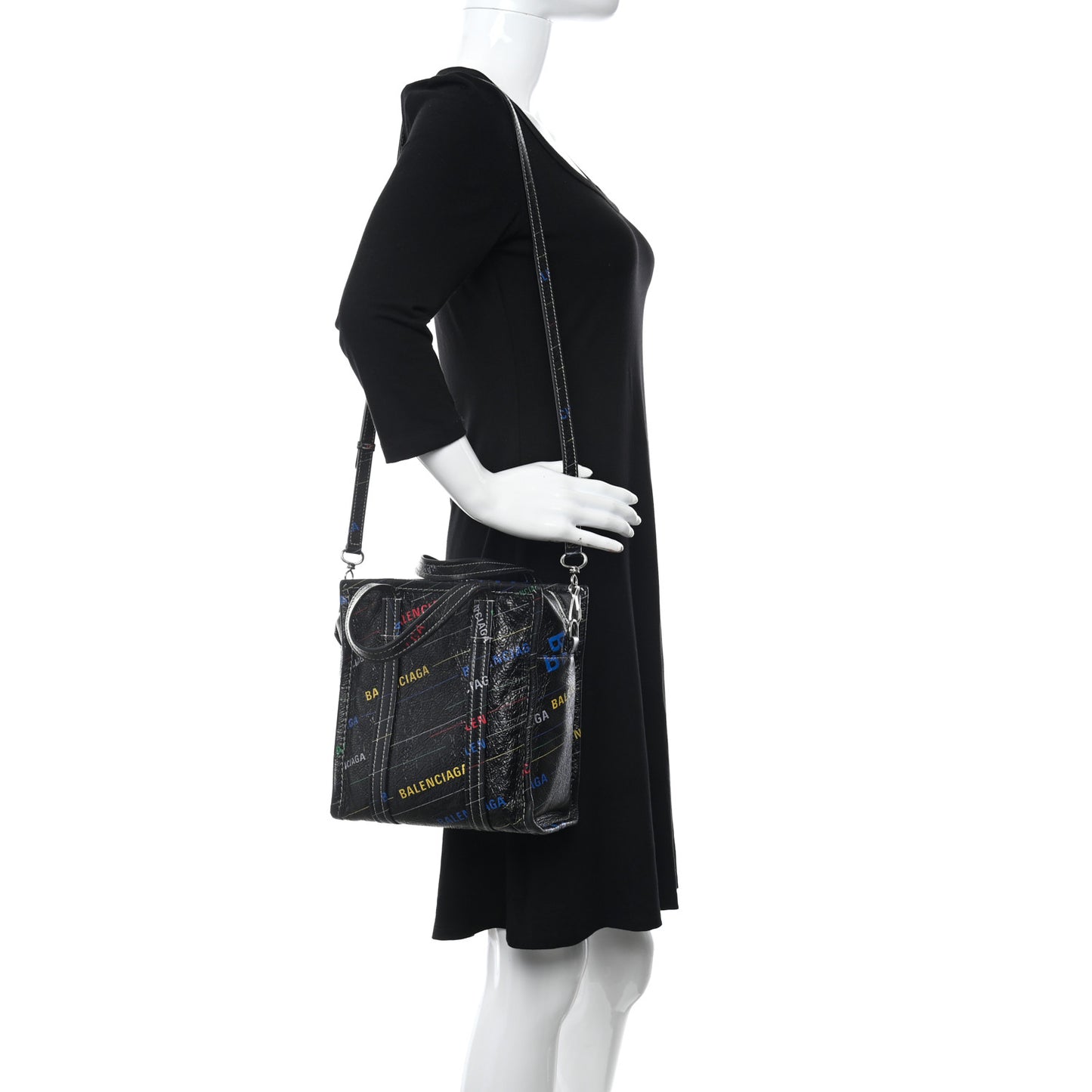 Agneau Arena Logo Multicolor Print XS Bazar Shopper Tote Black Multicolor