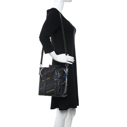 Balenciaga Agneau Arena Logo Multicolor Print XS Bazar Shopper Tote Black Multicolor 2 of 13