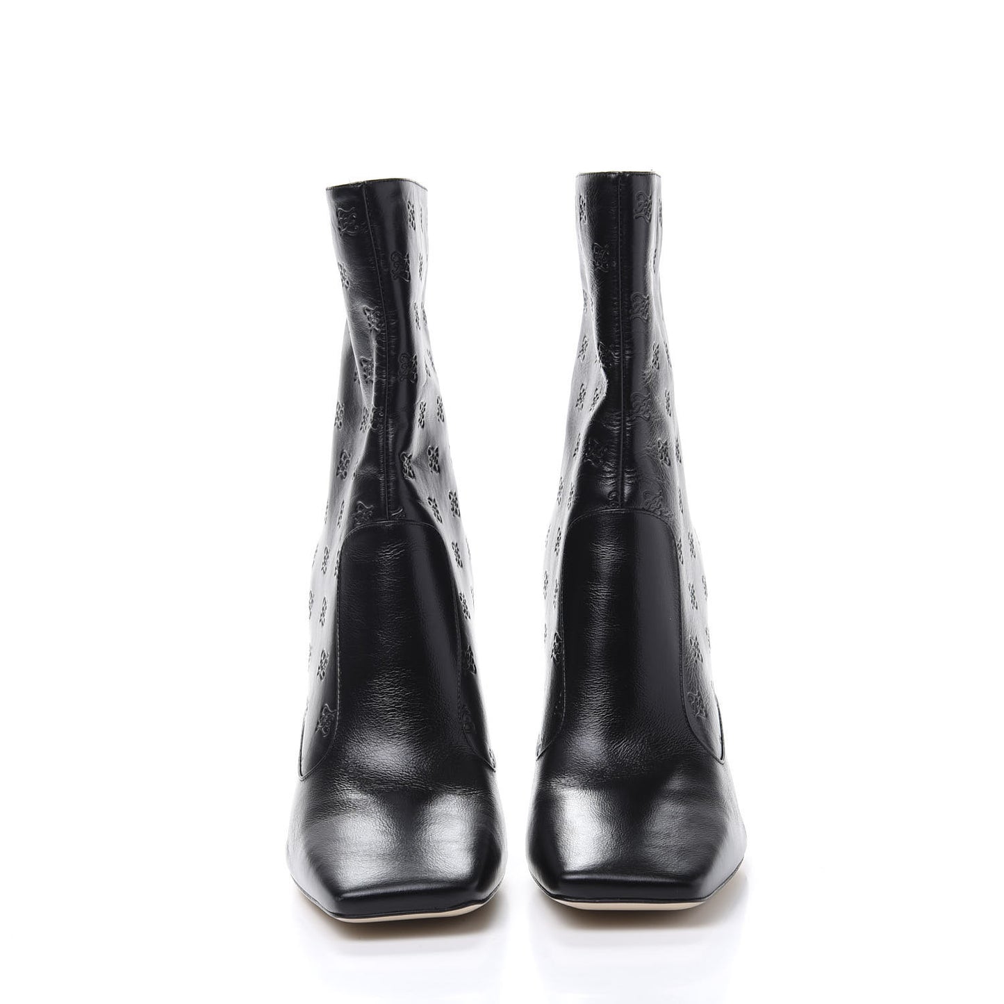 Vitello Karligraphy Embossed FFreedom High Heel Ankle Boots 39.5 Black