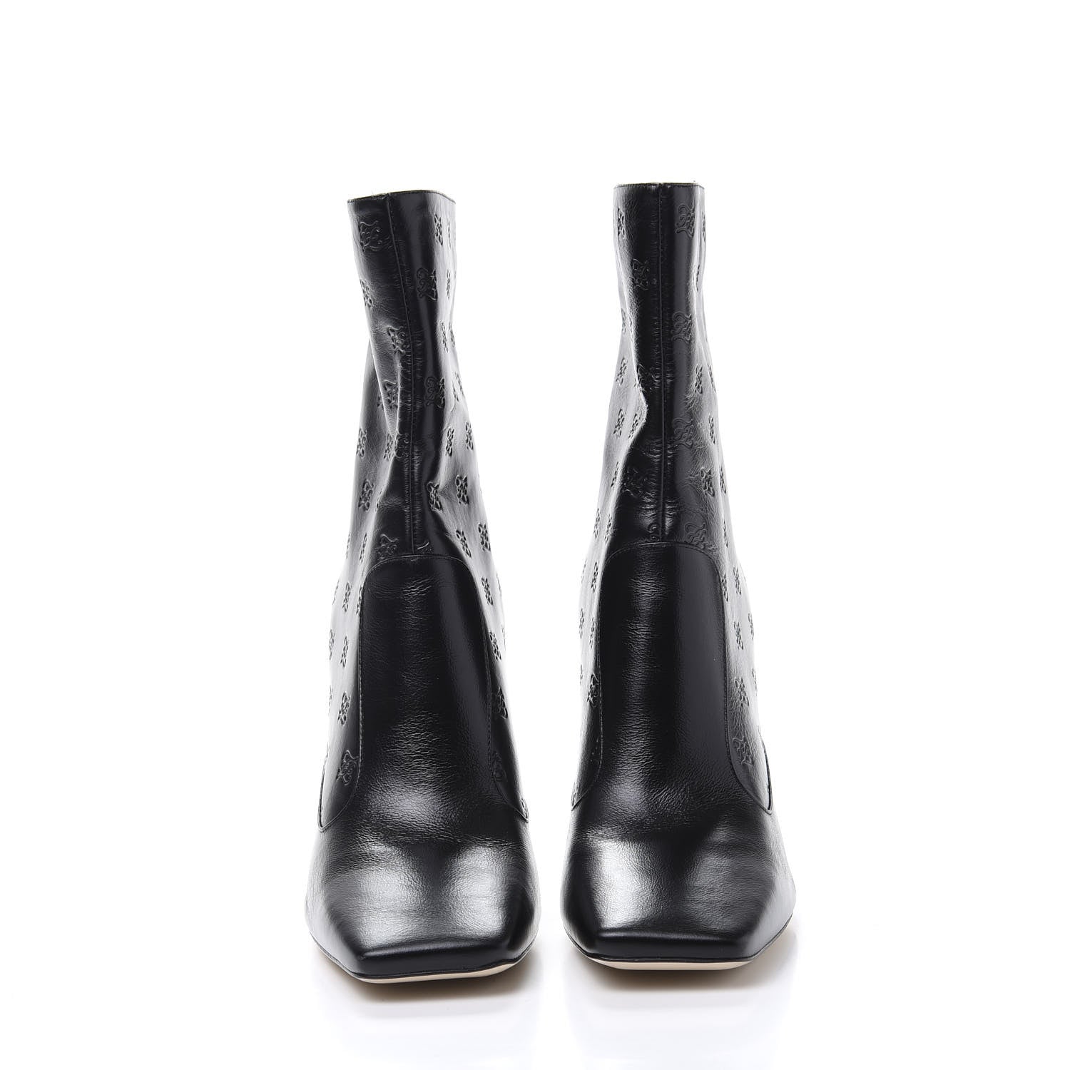 Fendi Vitello Karligraphy Embossed FFreedom High Heel Ankle Boots 39.5 Black 2 of 8