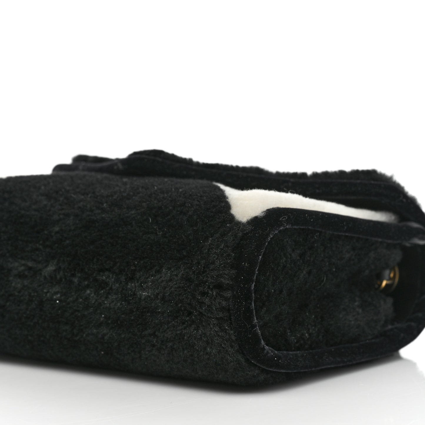 Shearling Checkered Flap Bag Black White