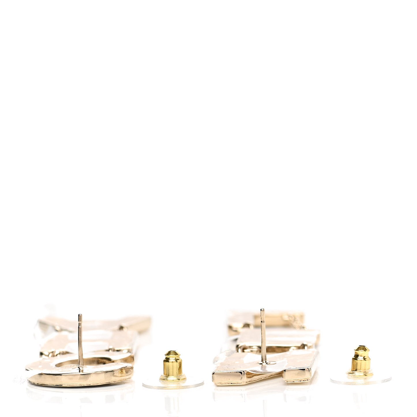 Metal Enamel Cha-Nel Logo Drop Earrings Black White
