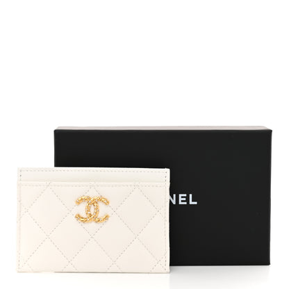 Chanel Caviar Quilted Crystal CC Card Holder White 8 of 8