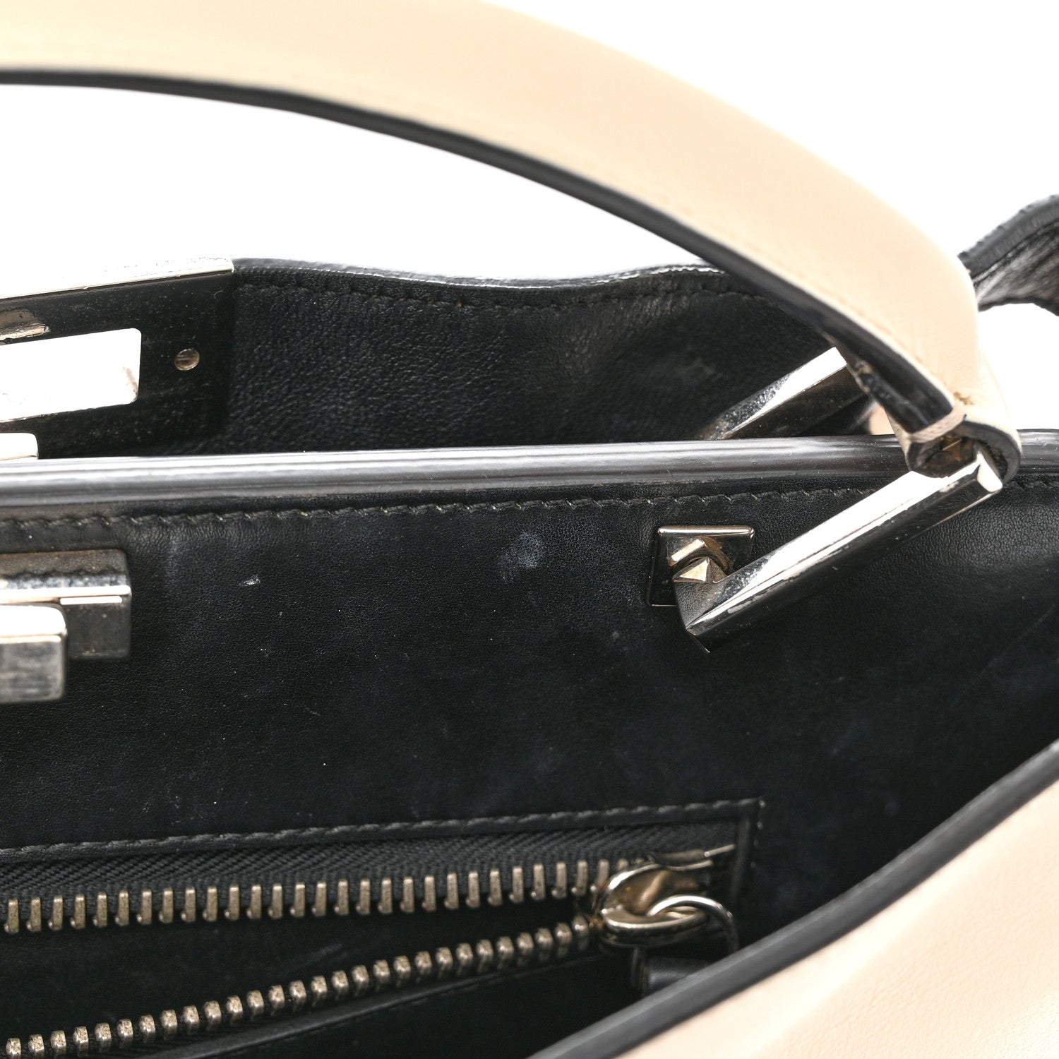 Fendi Vitello Tahiti Burro Large Peekaboo Iconic Essentially Satchel Beige 10 of 15