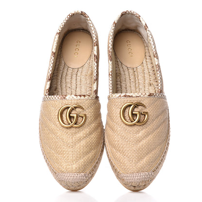 Gucci Straw Elaphe Matelasse GG Marmont Espadrilles 38 Natural Cream Brown 5 of 11