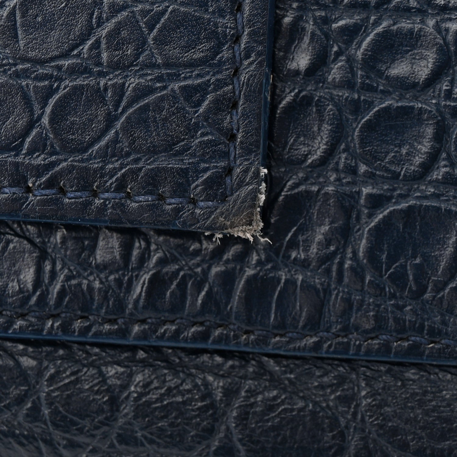 Saint Laurent Calfskin Crocodile Embossed Medium Souple Sac De Jour Navy 12 of 12