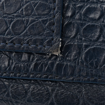 Saint Laurent Calfskin Crocodile Embossed Medium Souple Sac De Jour Navy 12 of 12