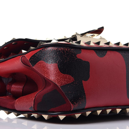 Valentino Garavani Nappa Canvas Camouflage Mini Rockstud Flap Saddle Crossbody Bag Red 7 of 10