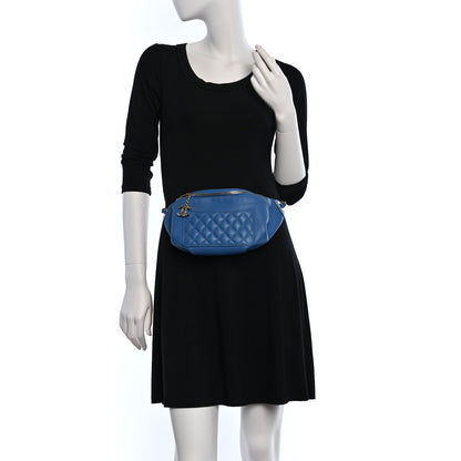Chanel Crumpled Lambskin Quilted Waist Bag Fanny Pack Blue 3 of 9