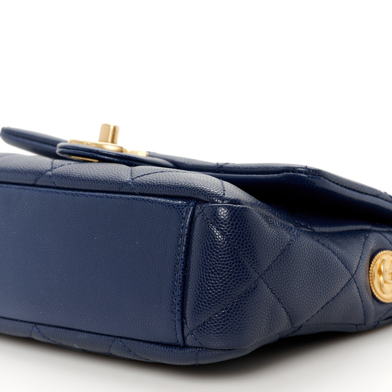 Chanel Caviar Quilted Small Twist Your Buttons Flap Blue 11 of 11