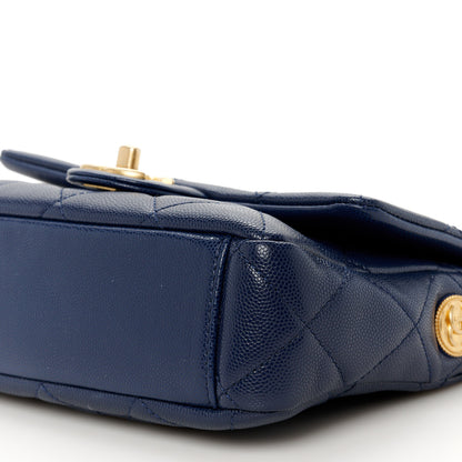 Chanel Caviar Quilted Small Twist Your Buttons Flap Blue 11 of 11