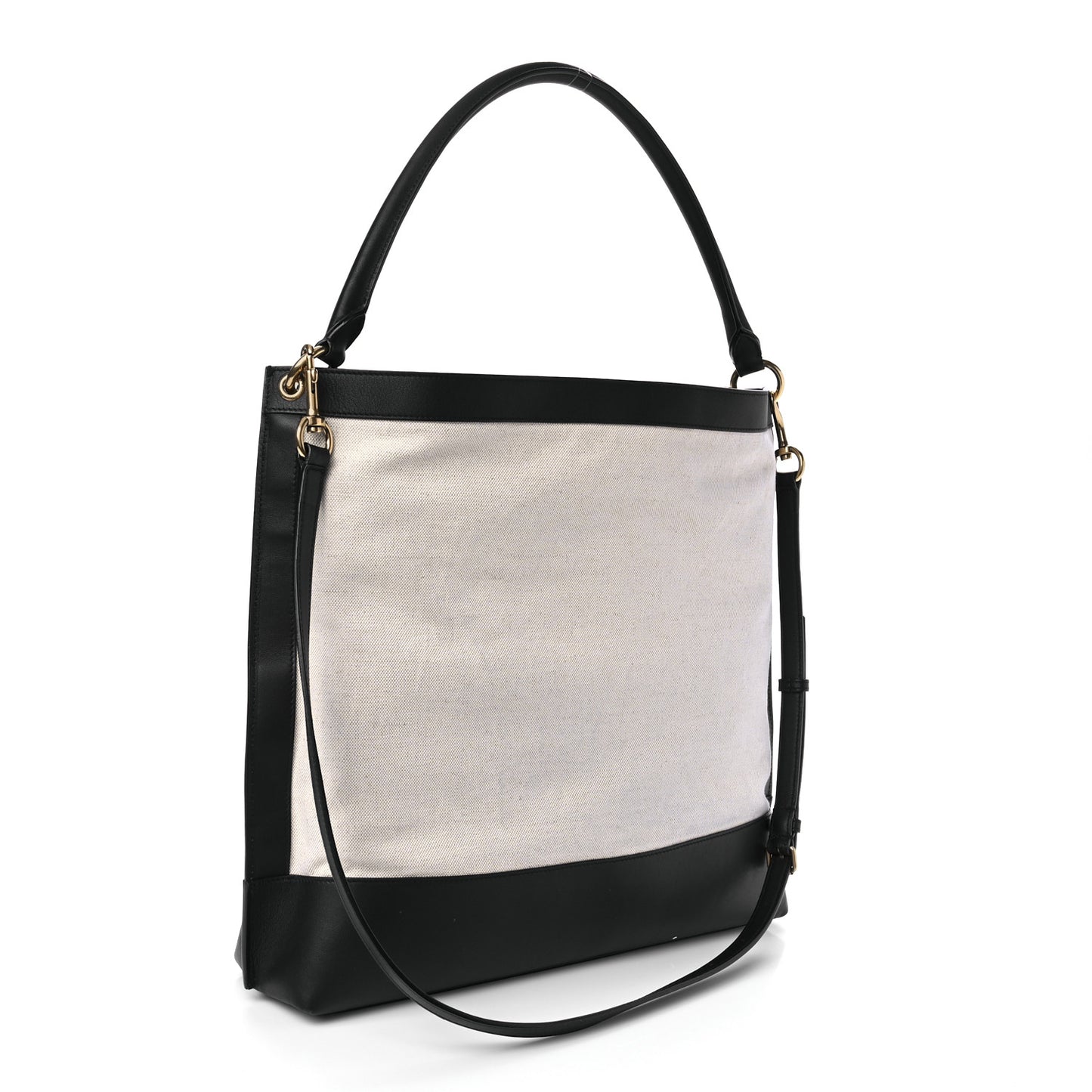 Canvas Calfskin Tag Hobo White Black