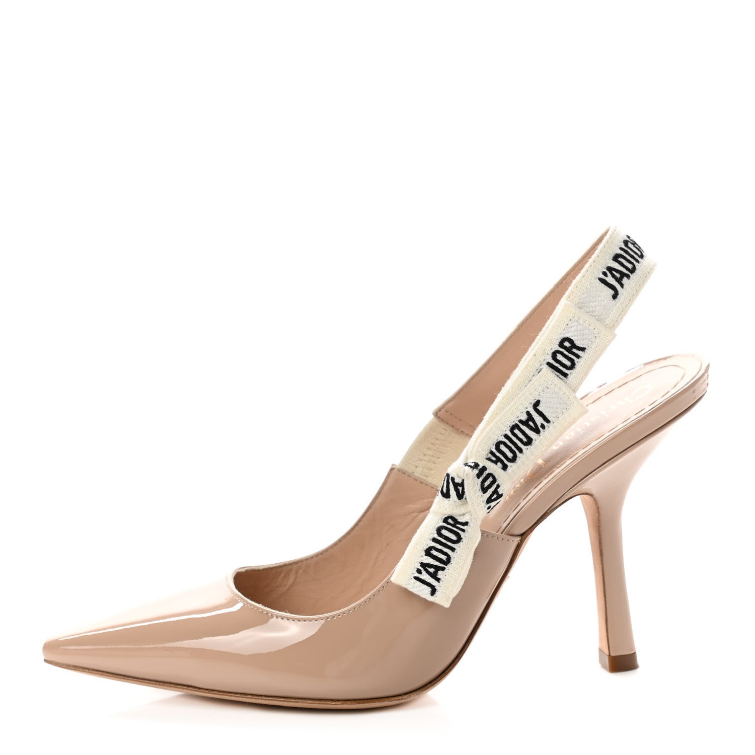 Christian Dior Patent Ribbon J'Adior Slingback 100mm Pumps 36.5 Nude 1 of 8