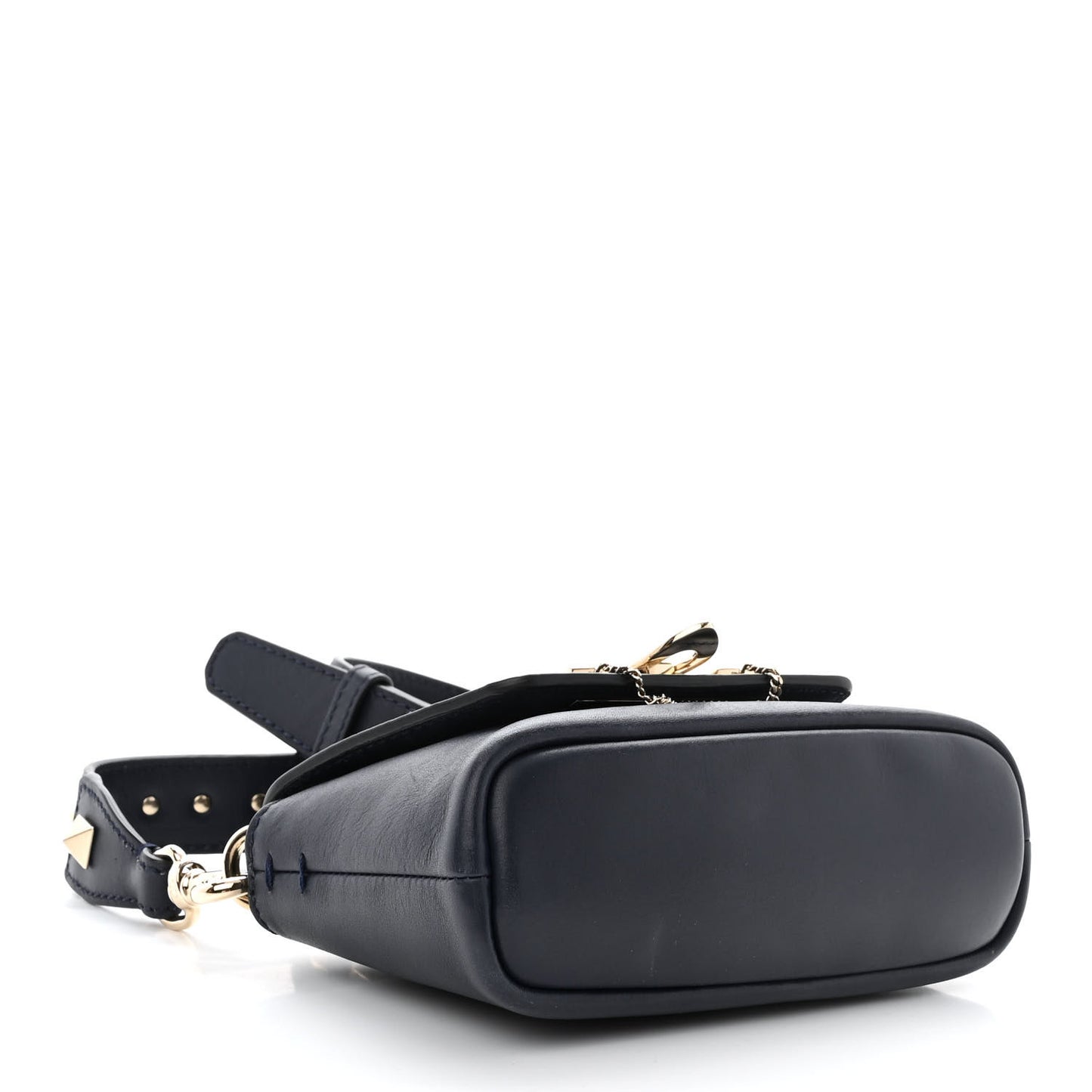 Vitello Small Rockstud Demilune Shoulder Bag Marine