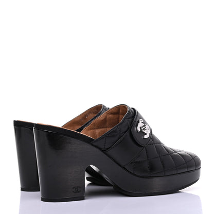Chanel Lambskin Quilted CC Turn Lock Clogs 41.5 Black 4 of 8