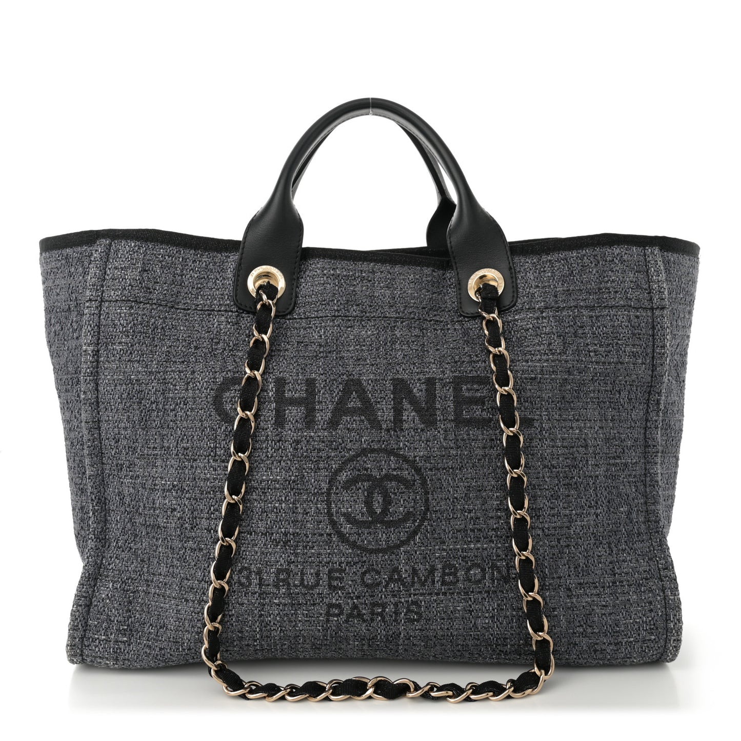 Lurex Boucle Medium Deauville Tote Black