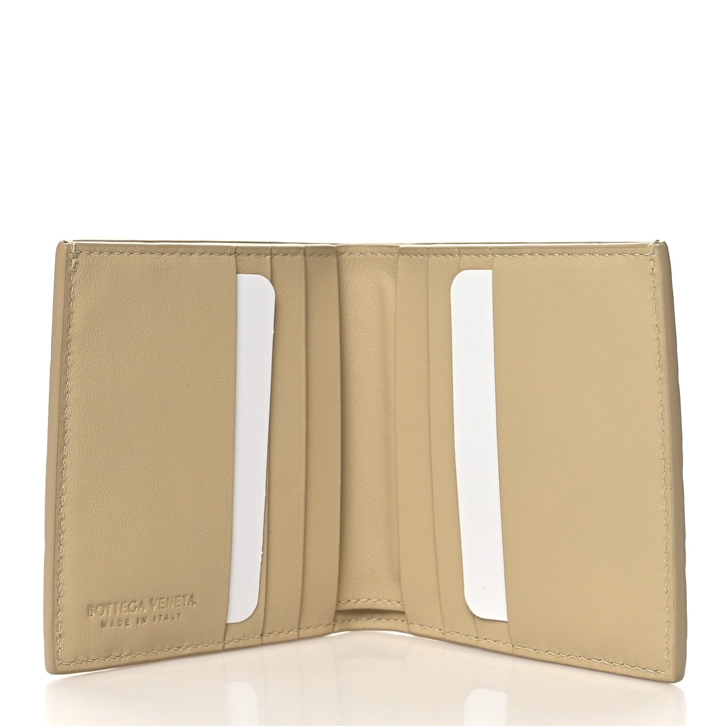 Nappa Maxi Intrecciato Bi-Fold Wallet Beige