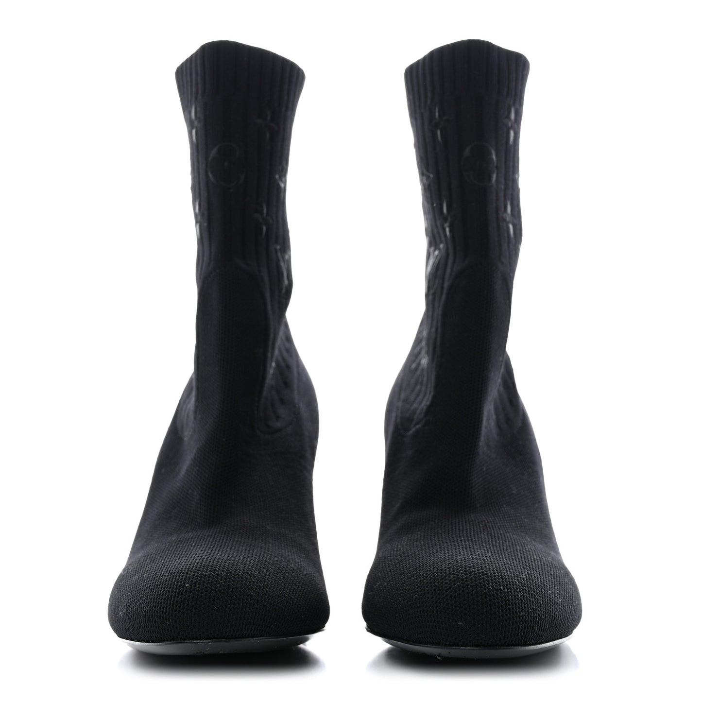 Monogram Stretch Fabric Silhouette Ankle Boots 40 Black