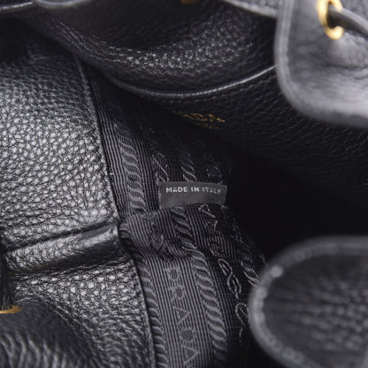 Prada Vitello Daino Drawstring Bucket Black 8 of 10