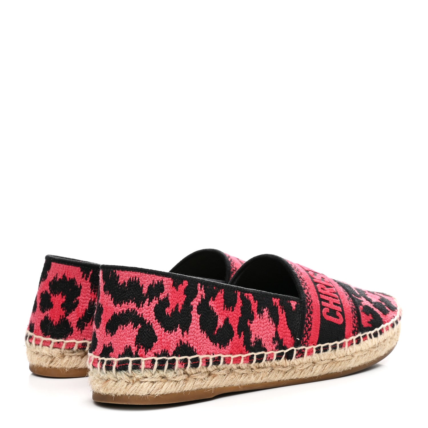 Christian Dior Cotton Embroidered Leopard Print Granville Espadrille 37 Red 5 of 10