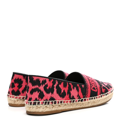 Christian Dior Cotton Embroidered Leopard Print Granville Espadrille 37 Red 5 of 10