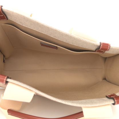 Chloe Cotton Calfskin Medium Woody Ribbon Tote White Brown 5 of 11