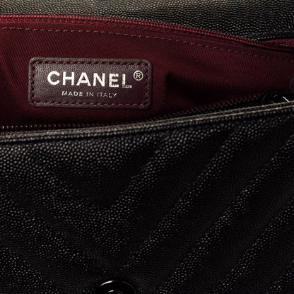 Chanel Caviar Chevron Quilted Small Coco Handle Flap So Black 6 of 13