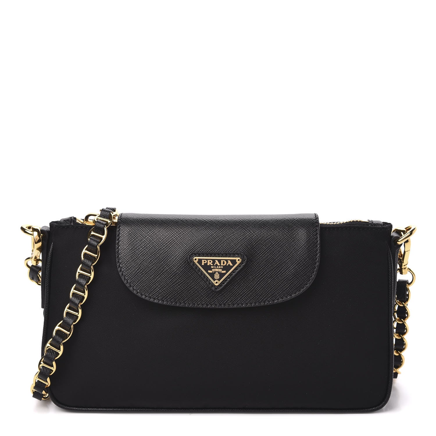 Prada Tessuto Nylon Saffiano Crossbody Bag Black 1 of 9