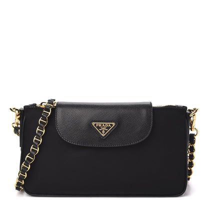 Prada Tessuto Nylon Saffiano Crossbody Bag Black 1 of 9